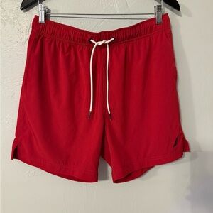Nautica Red Swim Trunks Men’s Medium Drawstring Board Shorts